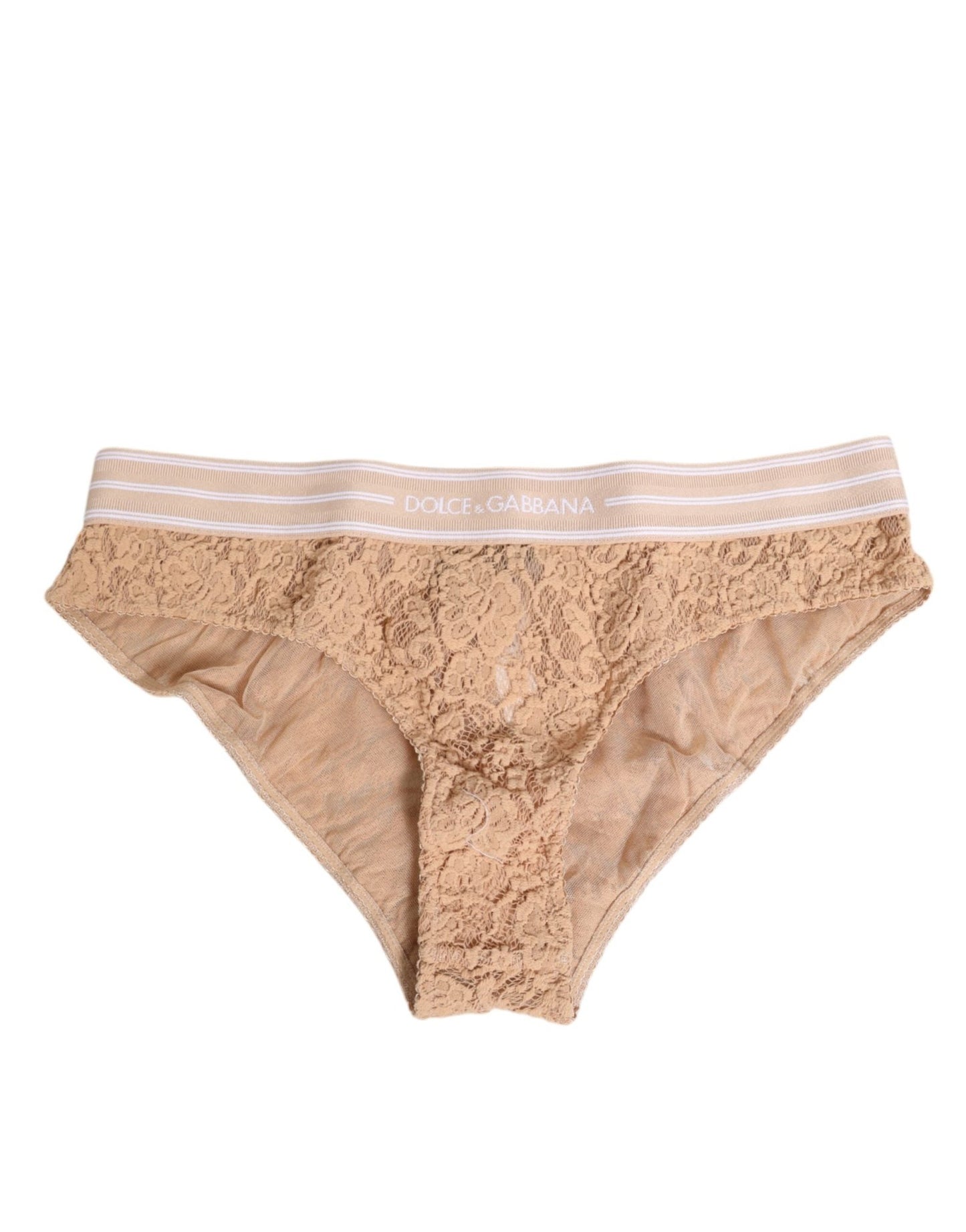 Dolce & Gabbana Beige Lace Brasiliano Briefs Logo Waistband Underwear – IT1 | XS par Dolce & Gabbana | Disponible sur Sandy Store ByNet