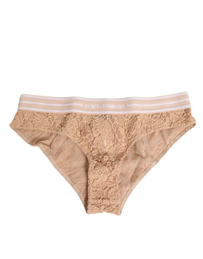 Dolce & Gabbana Beige Lace Brasiliano Briefs Logo Waistband Underwear – IT1 | XS par Dolce & Gabbana | Disponible sur Sandy Store ByNet