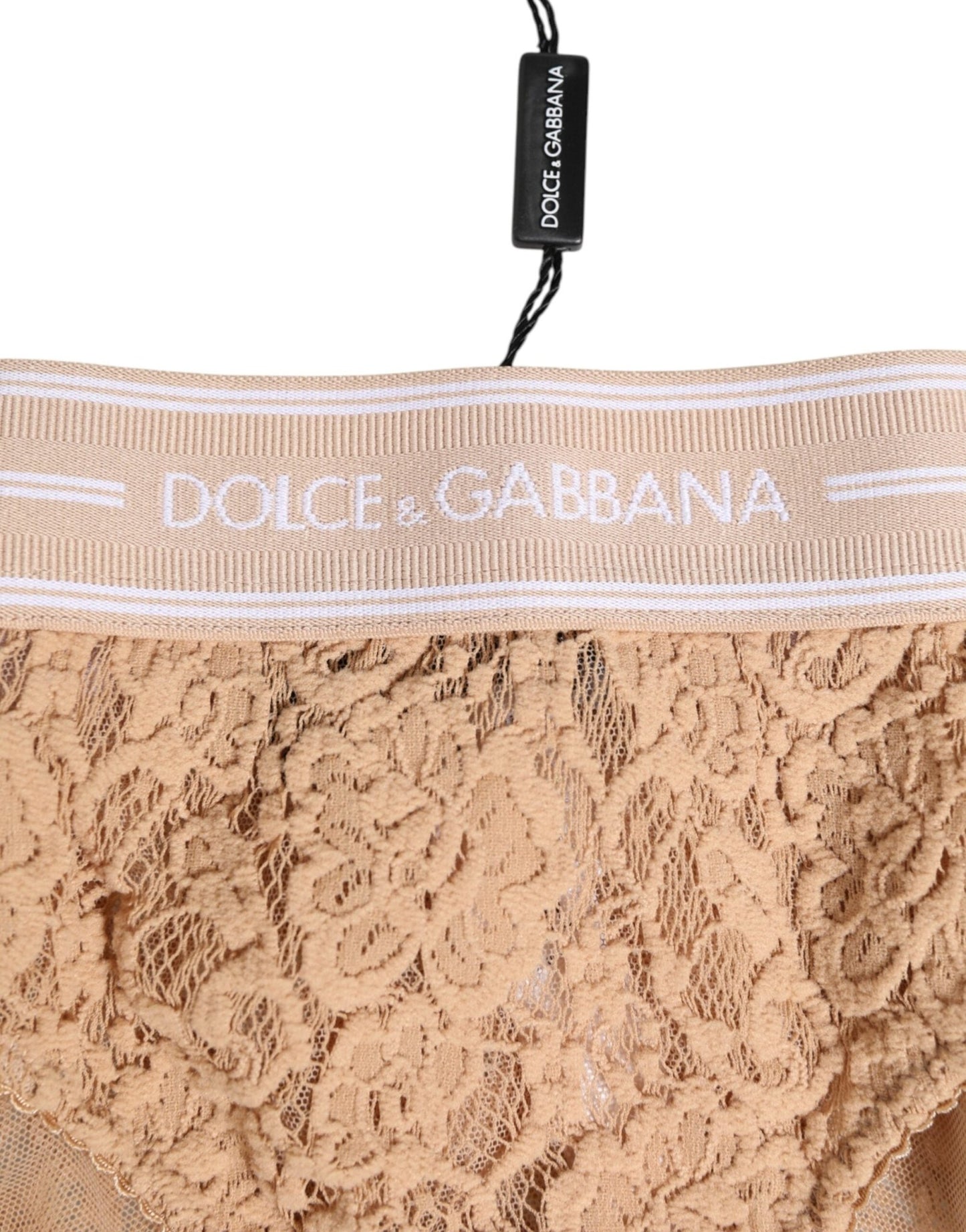 Dolce & Gabbana Beige Lace Brasiliano Briefs Logo Waistband Underwear – IT1 | XS par Dolce & Gabbana | Disponible sur Sandy Store ByNet