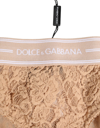 Dolce & Gabbana Beige Lace Brasiliano Briefs Logo Waistband Underwear – IT1 | XS par Dolce & Gabbana | Disponible sur Sandy Store ByNet