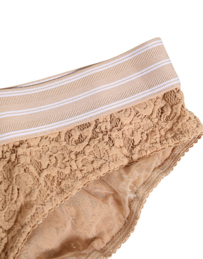 Dolce & Gabbana Beige Lace Brasiliano Briefs Logo Waistband Underwear – IT1 | XS par Dolce & Gabbana | Disponible sur Sandy Store ByNet