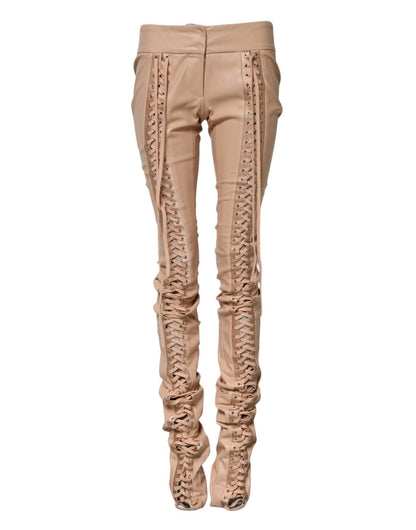Dolce & Gabbana Beige Lace Details Mid Waist Skinny Pants – IT40|S par Dolce & Gabbana | Disponible sur Sandy Store ByNet