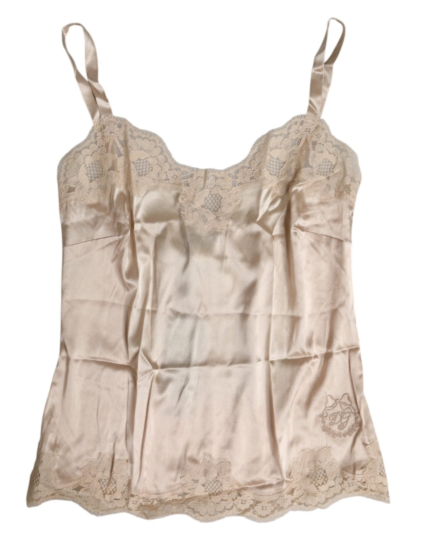 Dolce & Gabbana Beige Lace Silk Satin Tank Lingerie Underwear – IT3 | M par Dolce & Gabbana | Disponible sur Sandy Store ByNet