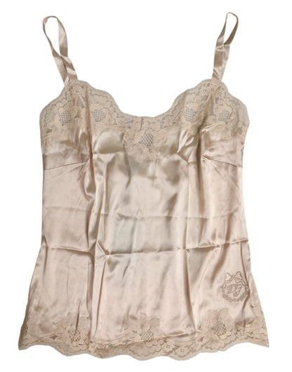 Dolce & Gabbana Beige Lace Silk Satin Tank Lingerie Underwear – IT3 | M par Dolce & Gabbana | Disponible sur Sandy Store ByNet