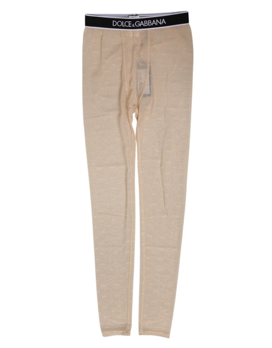 Dolce & Gabbana Beige Nylon Logo Lace Leggings Pants Underwear – IT2 | S par Dolce & Gabbana | Disponible sur Sandy Store ByNet