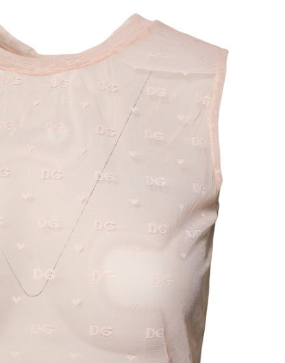 Dolce & Gabbana Beige Nylon Logo Monogram Sleeveless Tank Top - Sandy Store ByNet