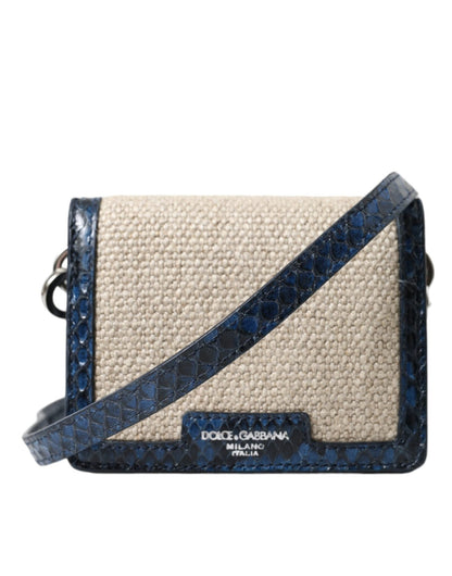 Dolce & Gabbana Beige Raffia Blue Leather Trim Mini Shoulder Purse Crossbody Bag – par Dolce & Gabbana | Disponible sur Sandy Store ByNet