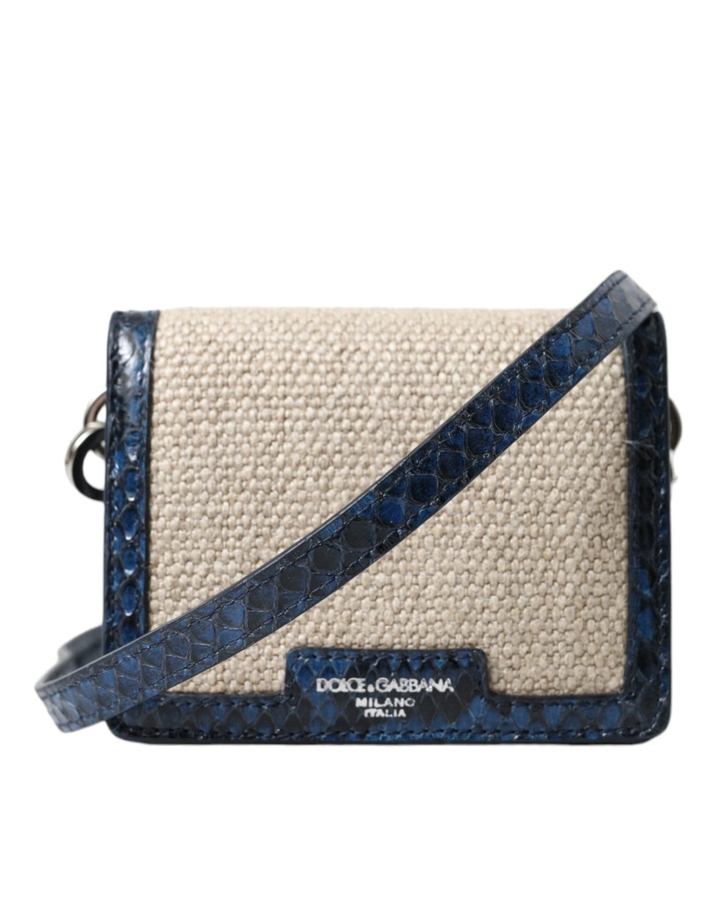 Dolce & Gabbana Beige Raffia Blue Leather Trim Mini Shoulder Purse Crossbody Bag – par Dolce & Gabbana | Disponible sur Sandy Store ByNet