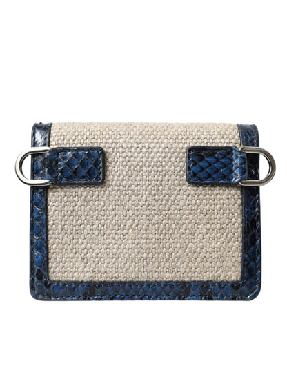 Dolce & Gabbana Beige Raffia Blue Leather Trim Mini Shoulder Purse Crossbody Bag – par Dolce & Gabbana | Disponible sur Sandy Store ByNet
