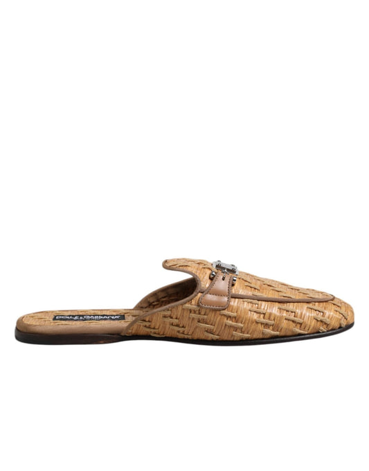 Dolce & Gabbana Beige Rattan Flat Mule Men Sandals Shoes – EU44/US11 par Dolce & Gabbana | Disponible sur Sandy Store ByNet