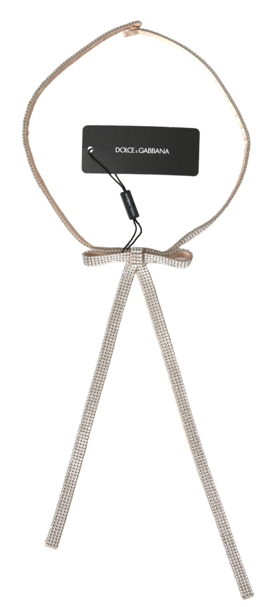 Dolce & Gabbana Beige Silk Clear Crystal Bow Waist Belt – 65 cm / 26 Inches par Dolce & Gabbana | Disponible sur Sandy Store ByNet