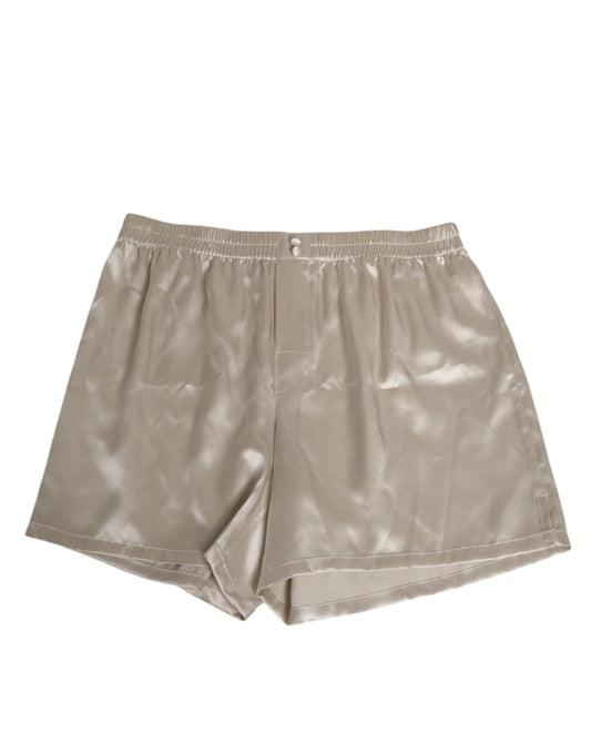 Dolce & Gabbana Beige Silk Satin Elastic Men Boxer Short Swimwear – IT4 | S par Dolce & Gabbana | Disponible sur Sandy Store ByNet