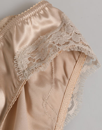 Dolce & Gabbana Beige Silk Satin Floral Lace Panty Brief Underwear – IT1 | XS par Dolce & Gabbana | Disponible sur Sandy Store ByNet