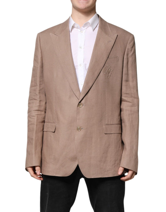 Dolce & Gabbana Beige TAORMINA Single Breasted Coat Blazer – IT58 | 3XL par Dolce & Gabbana | Disponible sur Sandy Store ByNet