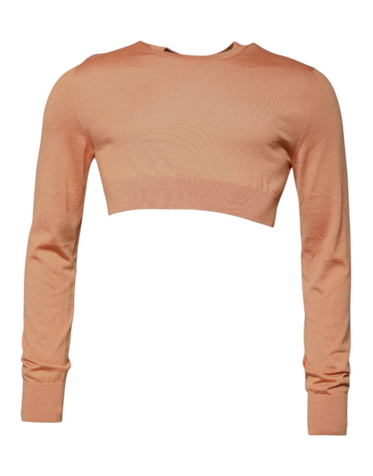 Dolce & Gabbana Beige Wool Crewneck Pullover Cropped Sweater - Sandy Store ByNet