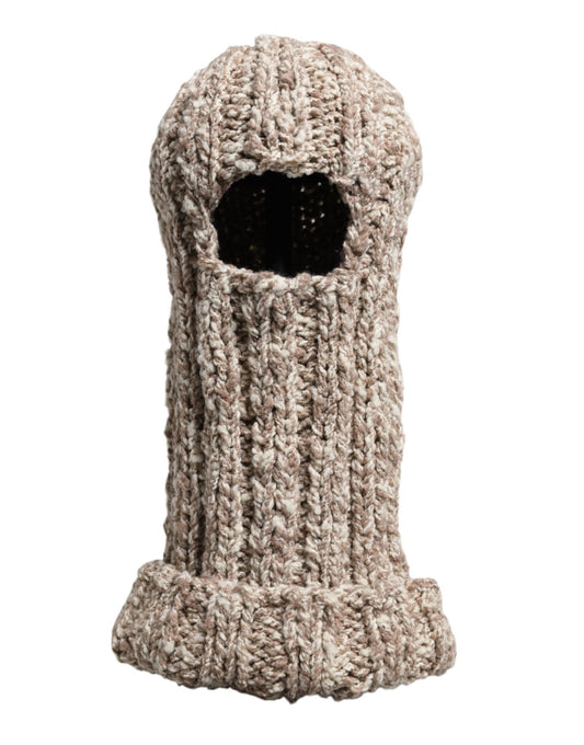 Dolce & Gabbana Beige Wool Knitted Ski Mask Balaclava Hat - Sandy Store ByNet