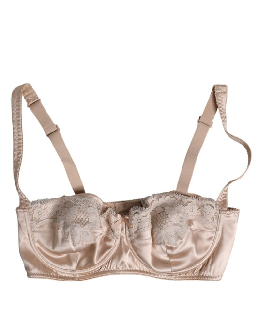 Dolce & Gabbana Biege Silk Underwired Balconette Bra Underwear – IT1 | XS par Dolce & Gabbana | Disponible sur Sandy Store ByNet