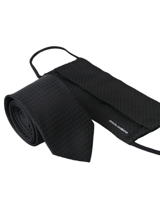 Dolce & Gabbana Black 100% Silk Adjustable Necktie Face Mask – par Dolce & Gabbana | Disponible sur Sandy Store ByNet