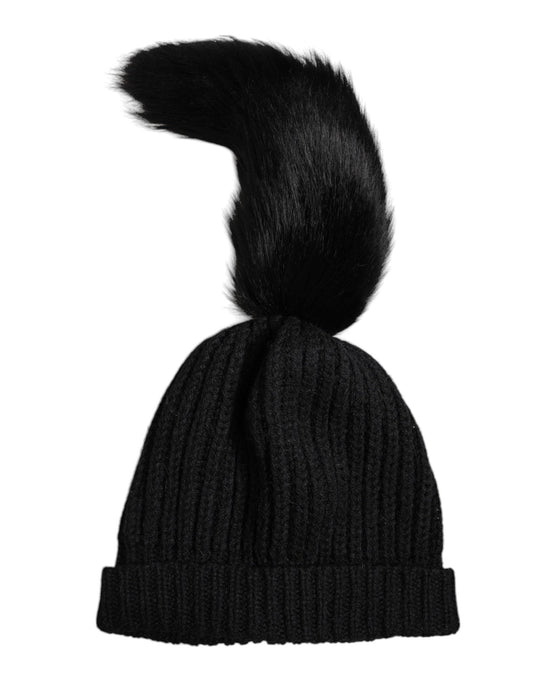 Dolce & Gabbana Black Acrylic Knitted Fur Winter Beanie Hat – par Dolce & Gabbana | Disponible sur Sandy Store ByNet