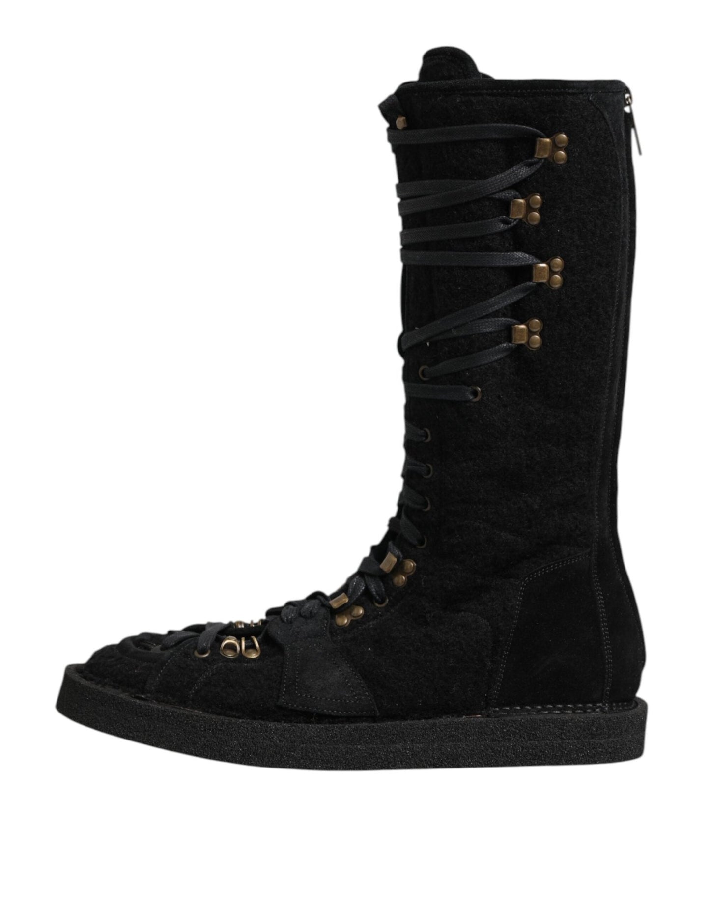Dolce & Gabbana Black Alpaca Wool Suede Mid Calf Boots Shoes – EU44/US11 par Dolce & Gabbana | Disponible sur Sandy Store ByNet