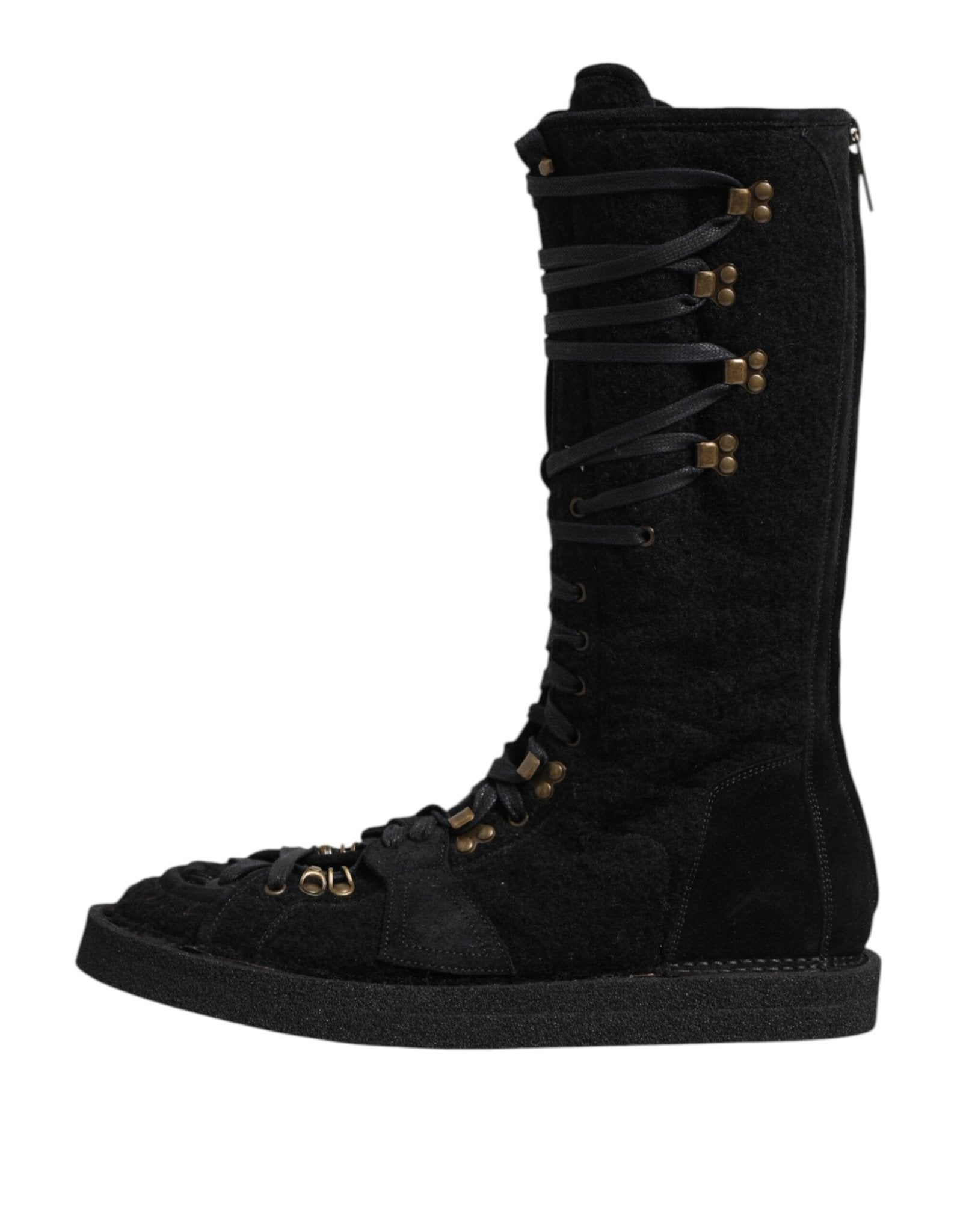 Dolce & Gabbana Black Alpaca Wool Suede Mid Calf Boots Shoes – EU44/US11 par Dolce & Gabbana | Disponible sur Sandy Store ByNet