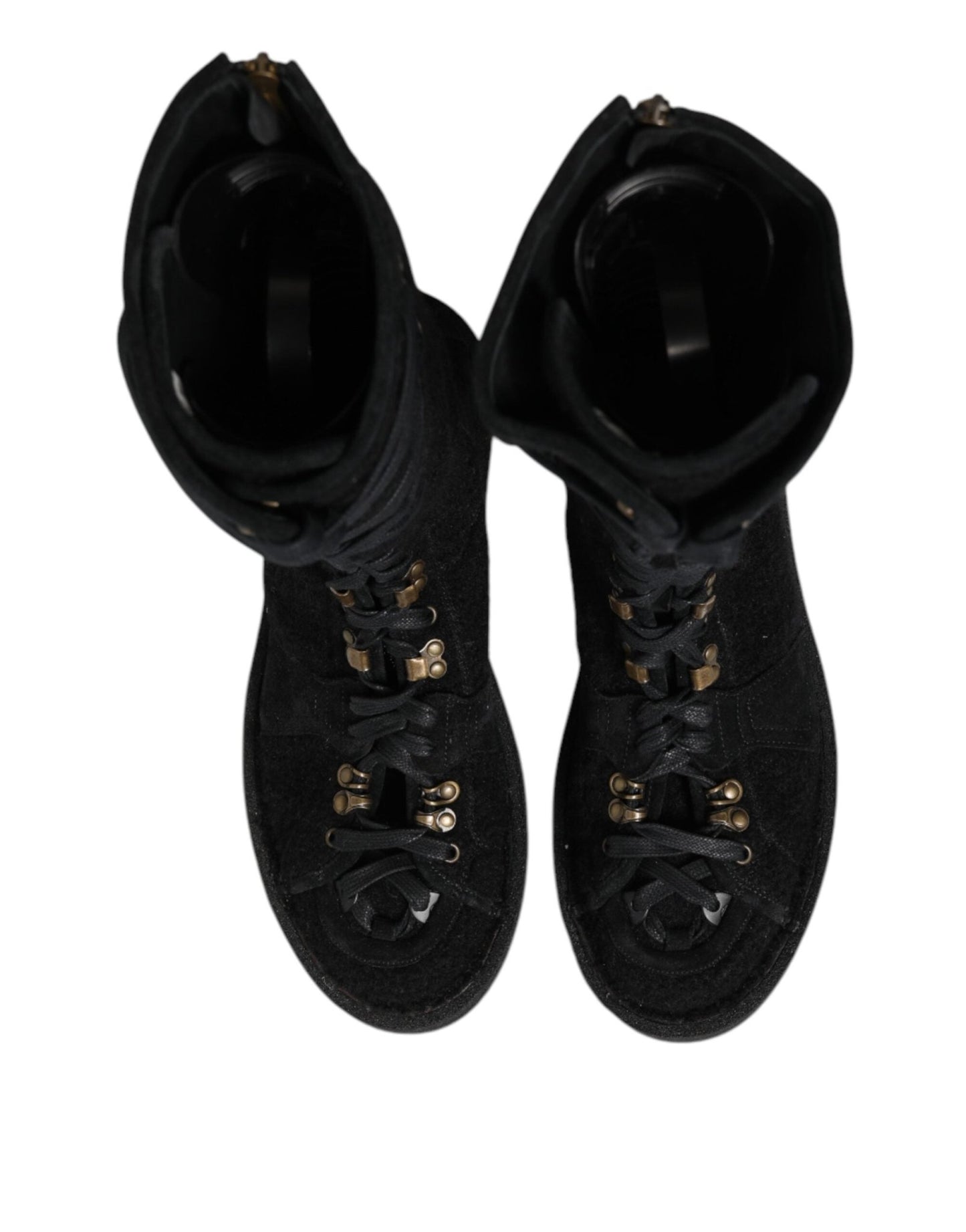 Dolce & Gabbana Black Alpaca Wool Suede Mid Calf Boots Shoes – EU44/US11 par Dolce & Gabbana | Disponible sur Sandy Store ByNet