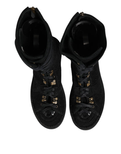 Dolce & Gabbana Black Alpaca Wool Suede Mid Calf Boots Shoes – EU44/US11 par Dolce & Gabbana | Disponible sur Sandy Store ByNet