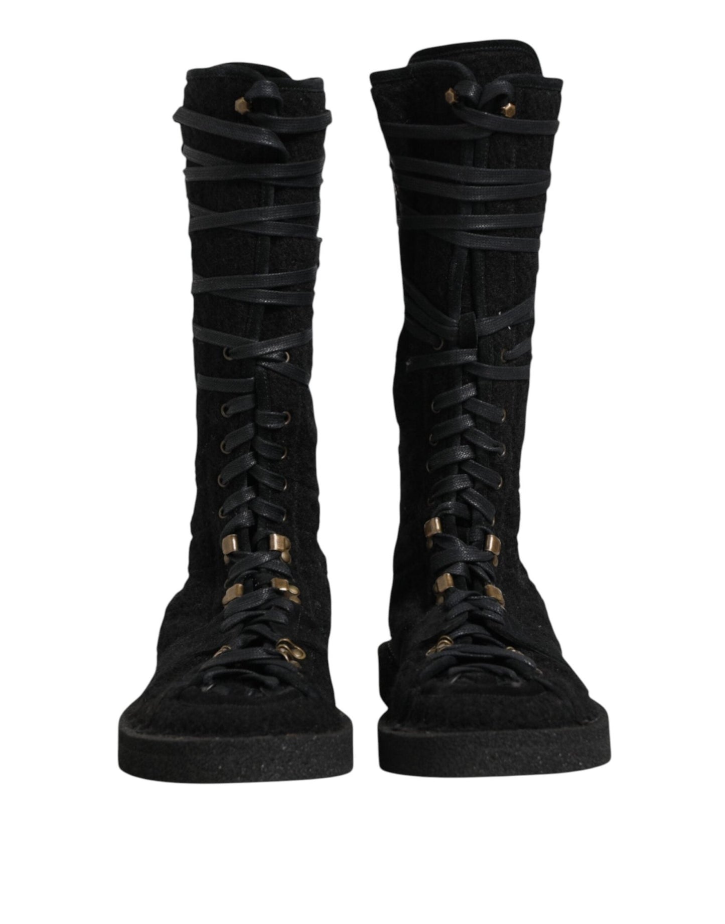 Dolce & Gabbana Black Alpaca Wool Suede Mid Calf Boots Shoes – EU44/US11 par Dolce & Gabbana | Disponible sur Sandy Store ByNet