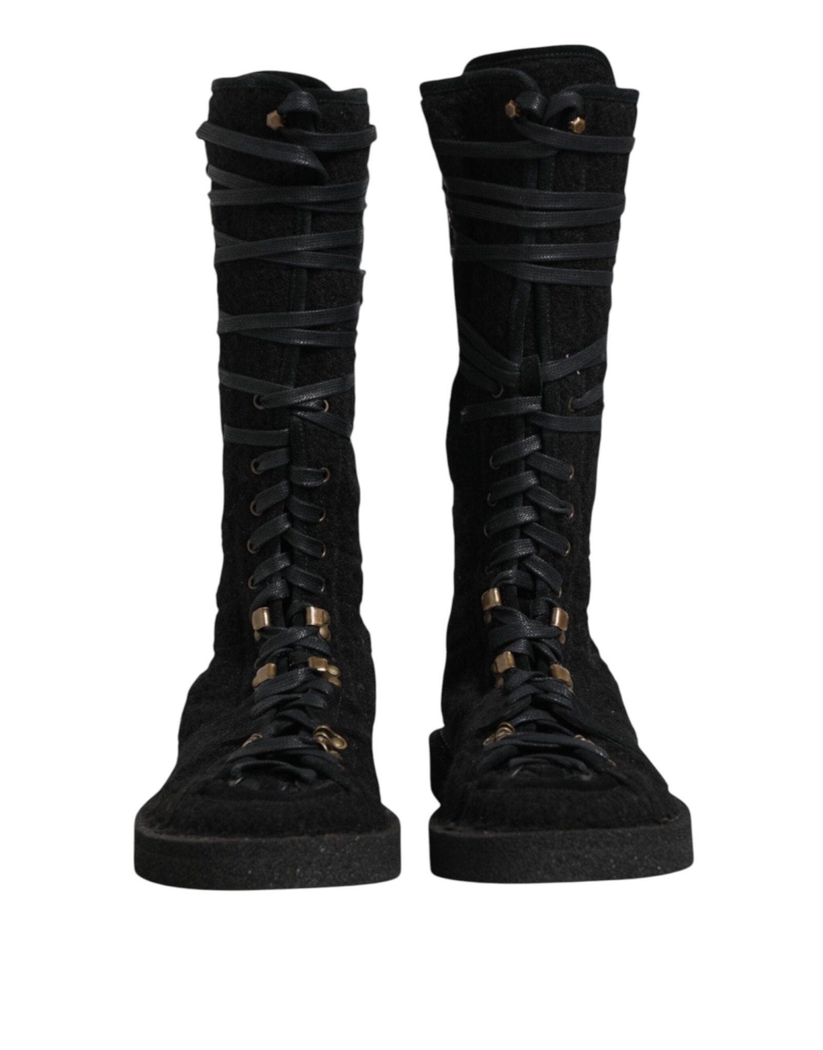 Dolce & Gabbana Black Alpaca Wool Suede Mid Calf Boots Shoes – EU44/US11 par Dolce & Gabbana | Disponible sur Sandy Store ByNet