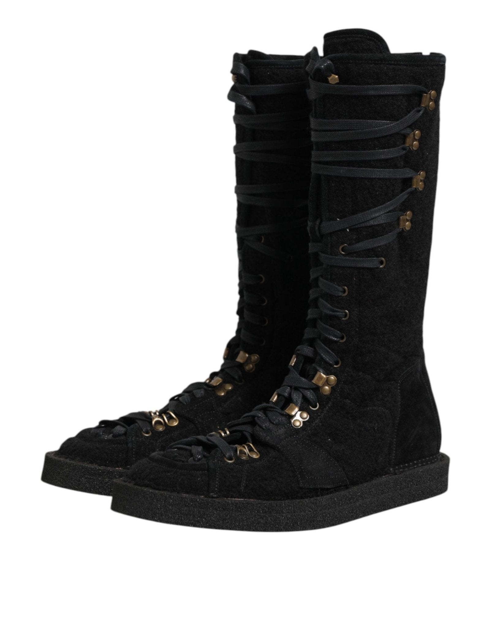 Dolce & Gabbana Black Alpaca Wool Suede Mid Calf Boots Shoes – EU44/US11 par Dolce & Gabbana | Disponible sur Sandy Store ByNet