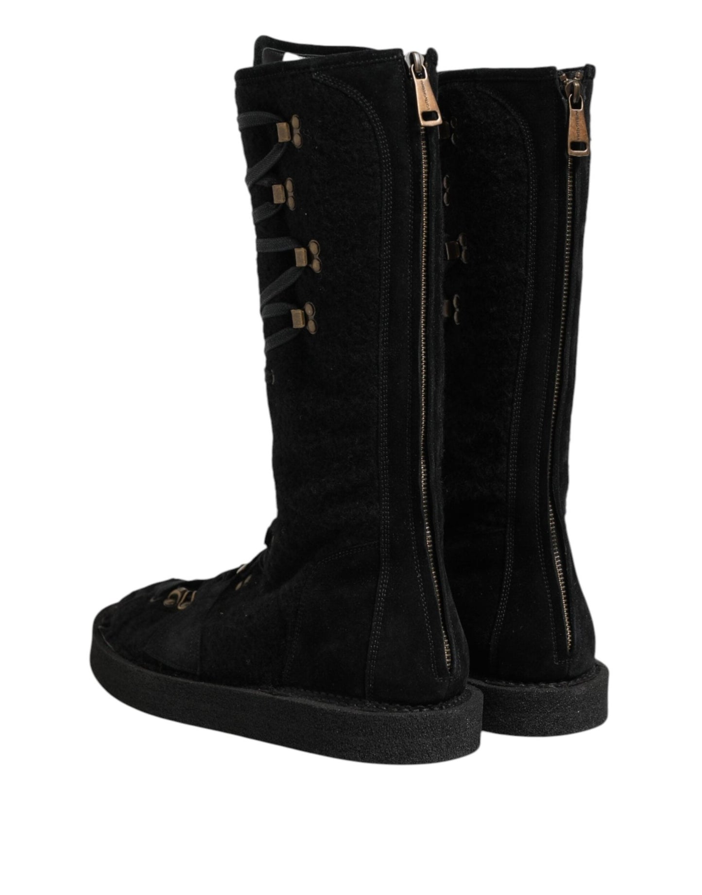 Dolce & Gabbana Black Alpaca Wool Suede Mid Calf Boots Shoes – EU44/US11 par Dolce & Gabbana | Disponible sur Sandy Store ByNet