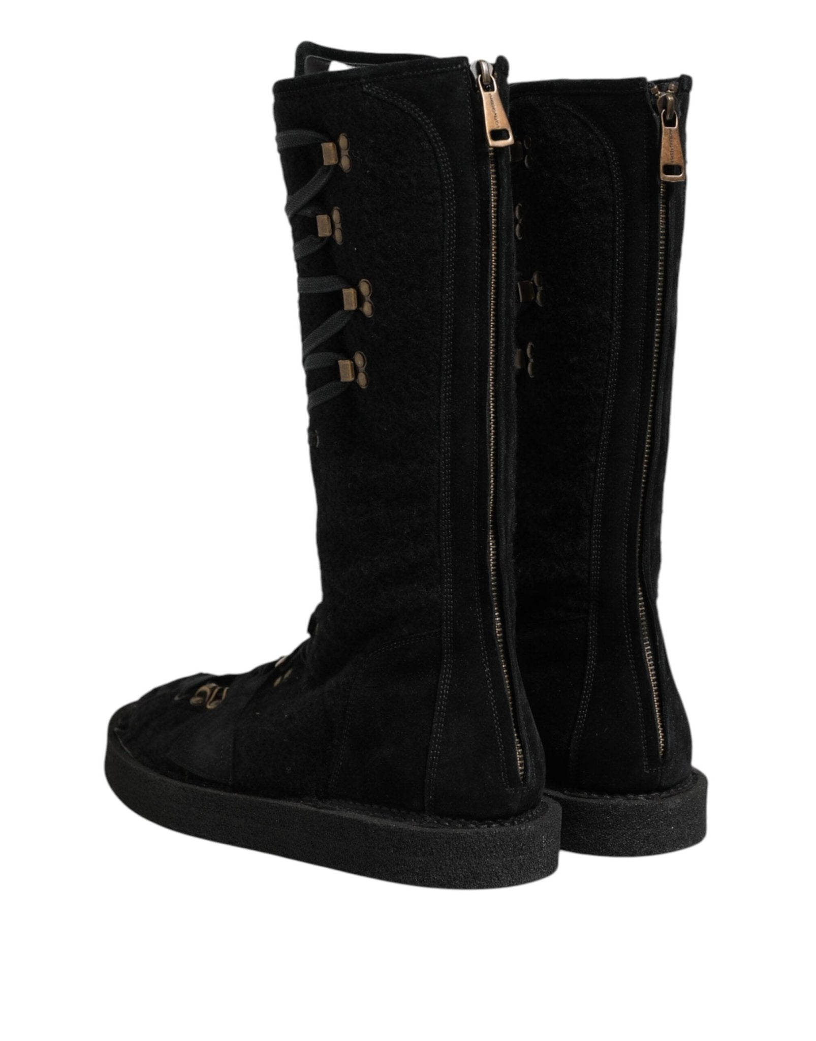 Dolce & Gabbana Black Alpaca Wool Suede Mid Calf Boots Shoes – EU44/US11 par Dolce & Gabbana | Disponible sur Sandy Store ByNet