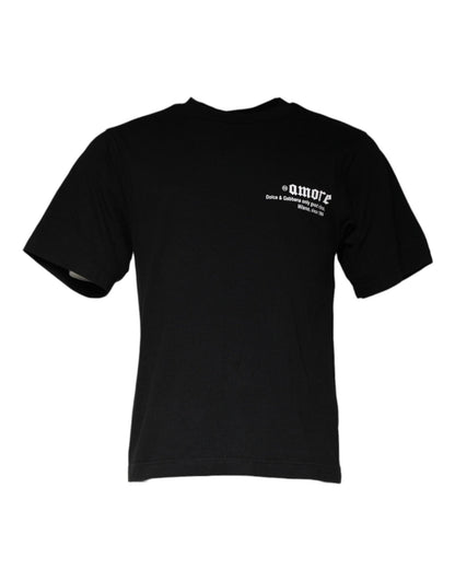 Dolce & Gabbana Black Amore Print Cotton Crew Neck T-shirt – IT46 | S par Dolce & Gabbana | Disponible sur Sandy Store ByNet