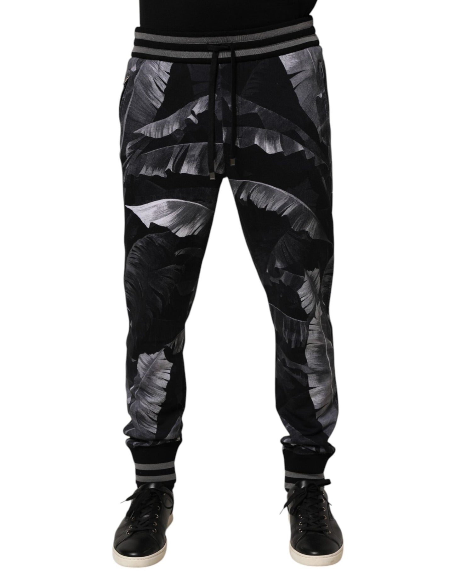 Dolce & Gabbana Black Banana Leaf Cotton Jogger Trouser Pants – IT50 | L par Dolce & Gabbana | Disponible sur Sandy Store ByNet