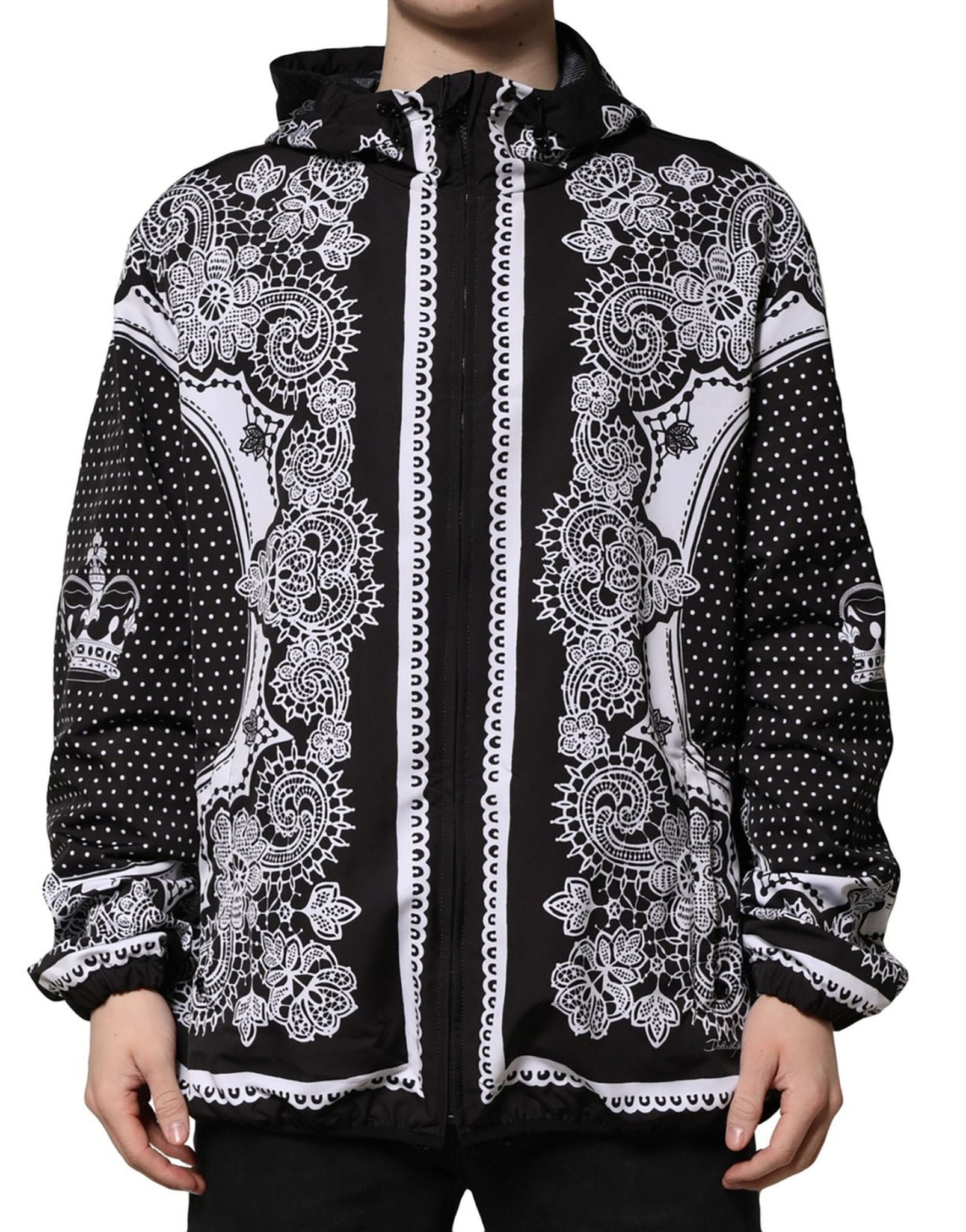 Dolce & Gabbana Black Bandana Print Hooded Bomber Jacket – IT58 | 3XL par Dolce & Gabbana | Disponible sur Sandy Store ByNet