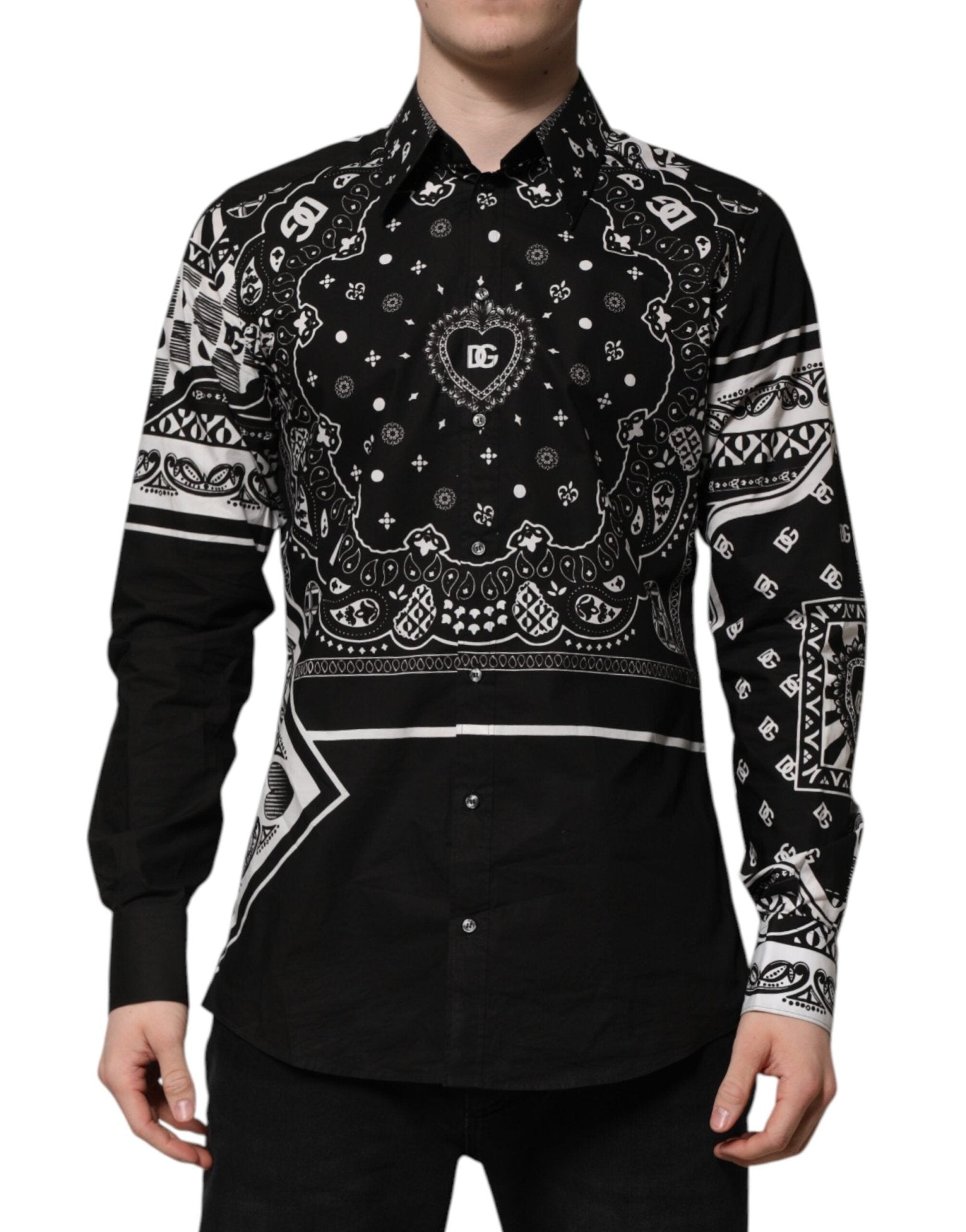 Dolce & Gabbana Black Bandana Print Logo MARTINI Dress Shirt – IT43 | 2XL par Dolce & Gabbana | Disponible sur Sandy Store ByNet