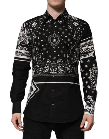 Dolce & Gabbana Black Bandana Print Logo MARTINI Dress Shirt – IT43 | 2XL par Dolce & Gabbana | Disponible sur Sandy Store ByNet