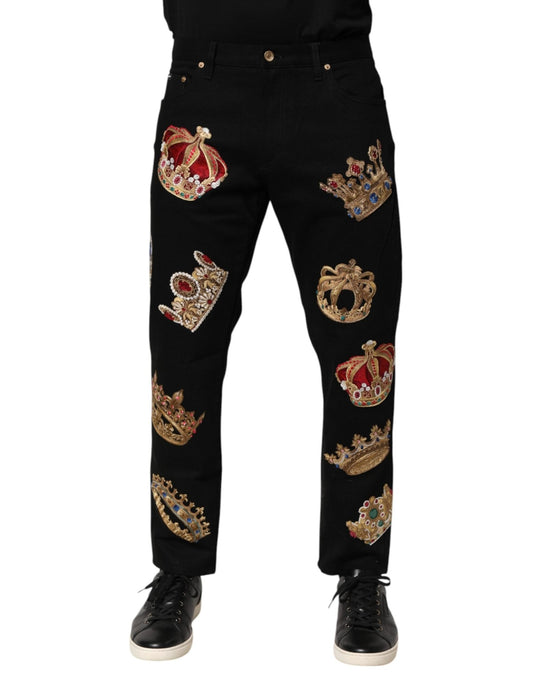 Dolce & Gabbana Black Baroque Royal Men Dress Trouser Pants – IT48 | M par Dolce & Gabbana | Disponible sur Sandy Store ByNet