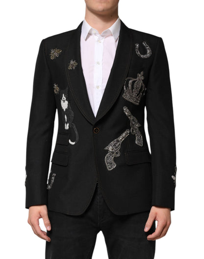 Dolce & Gabbana Black Bee Crown Embellished Suit Coat Blazer – IT50 | L par Dolce & Gabbana | Disponible sur Sandy Store ByNet