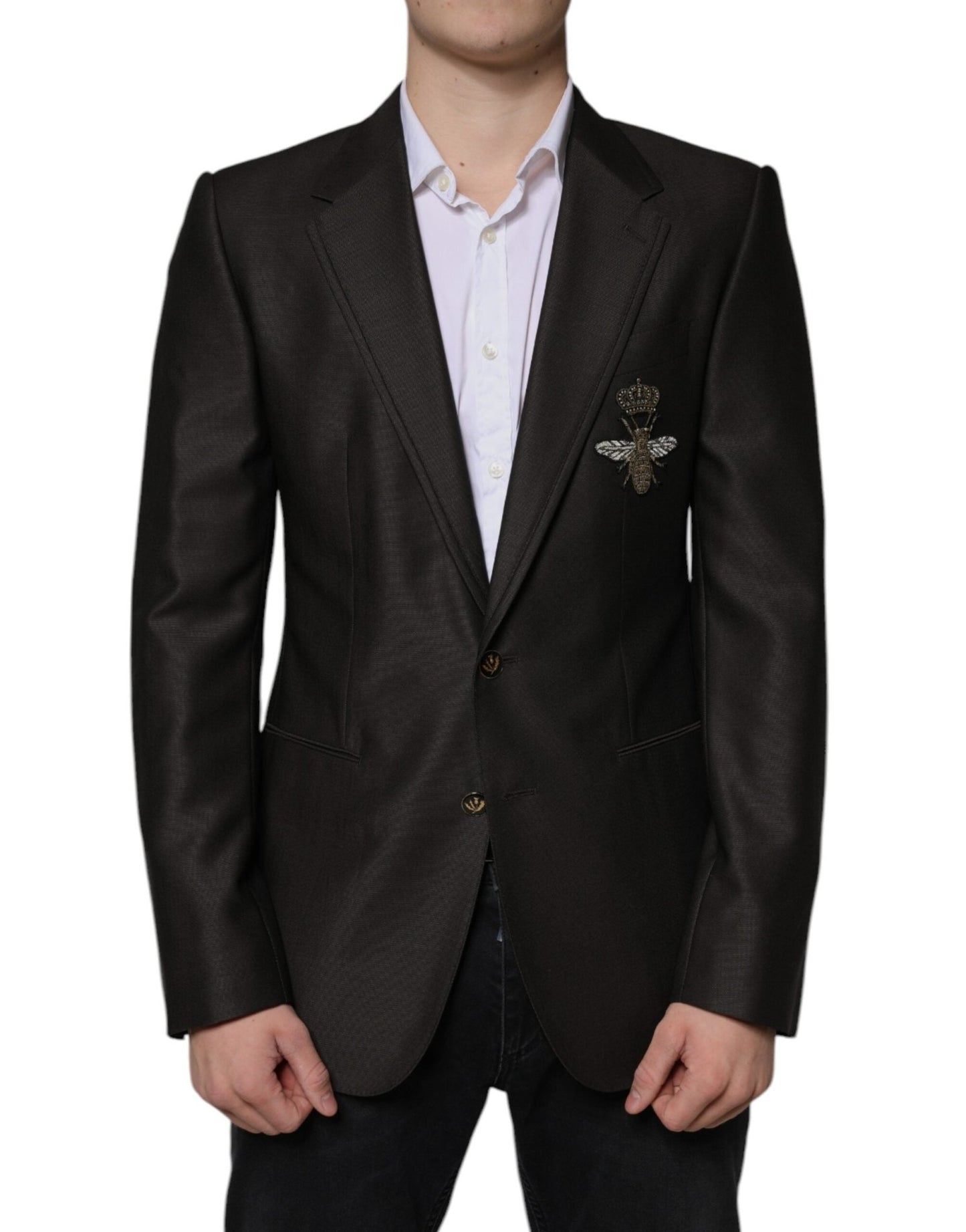 Dolce & Gabbana Black Bee Wool Single Breasted Formal Blazer - Sandy Store ByNet