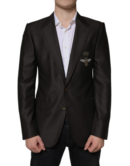 Dolce & Gabbana Black Bee Wool Single Breasted Formal Blazer - Sandy Store ByNet
