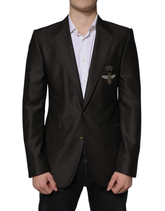 Dolce & Gabbana Black Bee Wool Single Breasted Formal Blazer - Sandy Store ByNet