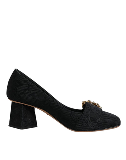Dolce & Gabbana Black Brocade Crystals Heels Pumps Shoes - Sandy Store ByNet