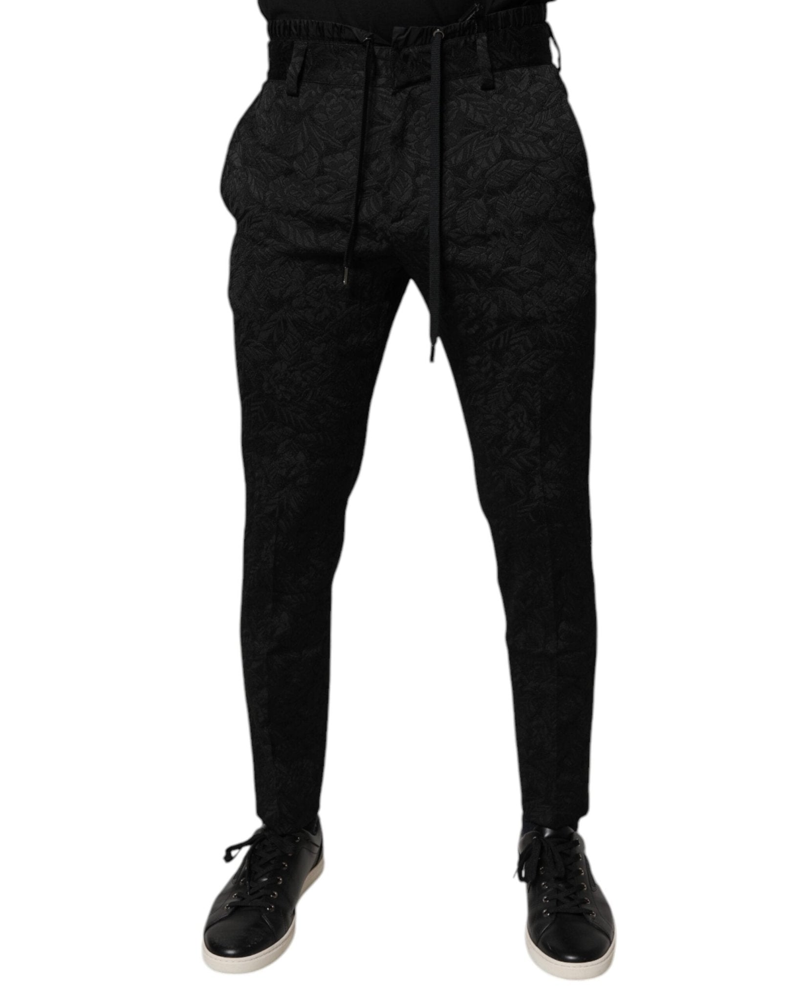 Dolce & Gabbana Black Brocade Polyester Skinny Dress Pants – IT44 | XS par Dolce & Gabbana | Disponible sur Sandy Store ByNet