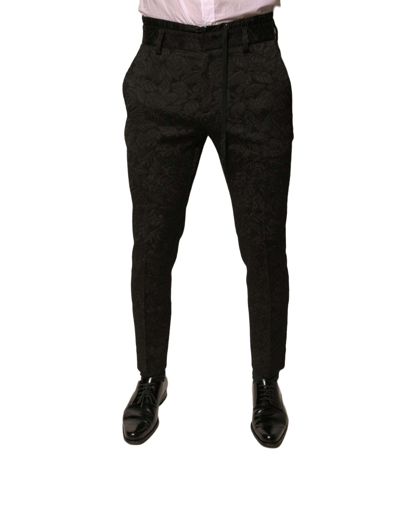 Dolce & Gabbana Black Brocade Polyester Skinny Men Dress Pants – IT44 | XS par Dolce & Gabbana | Disponible sur Sandy Store ByNet