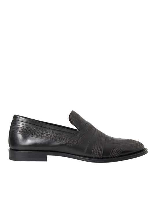 Dolce & Gabbana Black Brown Leather Loafer Men Dress Shoes - Sandy Store ByNet
