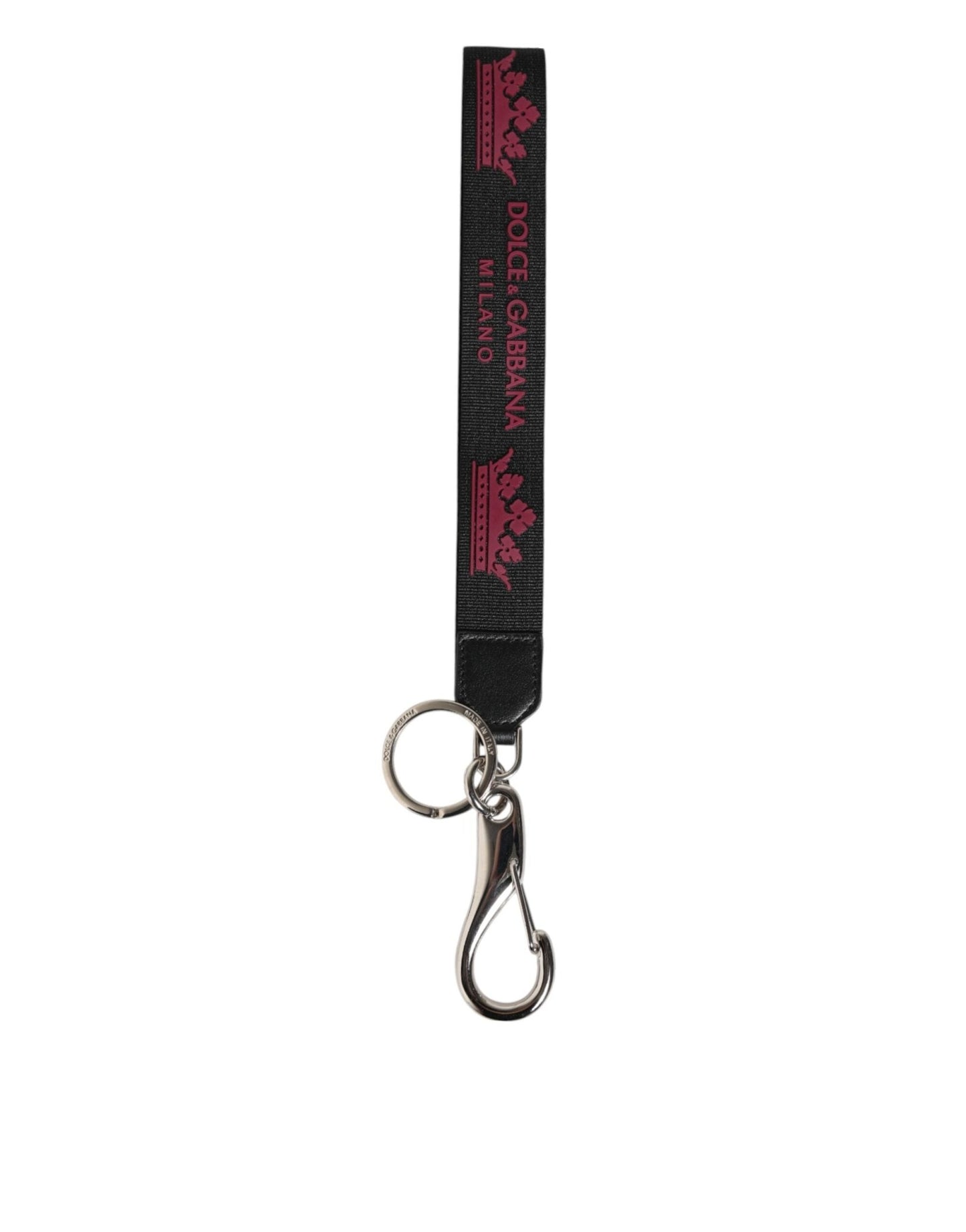 Dolce & Gabbana Black Burgundy Nylon DG Logo Crown Holder Keychain Keyring – par Dolce & Gabbana | Disponible sur Sandy Store ByNet