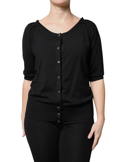 Dolce & Gabbana Black Button Down Short Sleeve Blouse Top – IT50|3XL par Dolce & Gabbana | Disponible sur Sandy Store ByNet