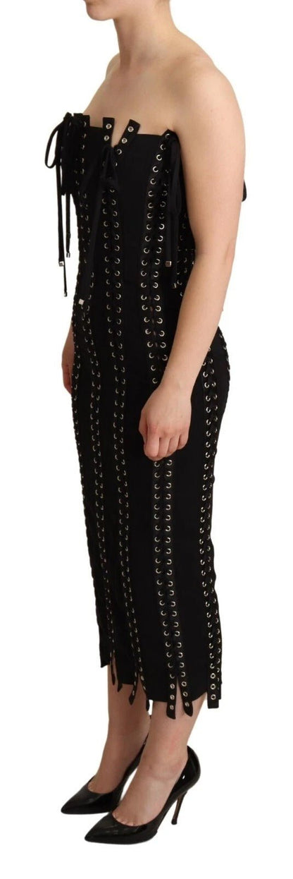 Dolce & Gabbana Black Cady Sleeveless Lace Up Bodycon Dress – IT36 | XS par Dolce & Gabbana | Disponible sur Sandy Store ByNet