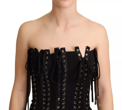 Dolce & Gabbana Black Cady Sleeveless Lace Up Bodycon Dress – IT36 | XS par Dolce & Gabbana | Disponible sur Sandy Store ByNet